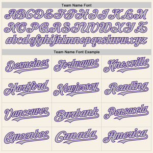 Custom Cream Purple-Gray Authentic Sleeveless Baseball Jersey