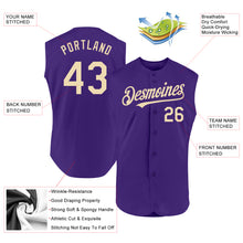 Загрузить изображение в средство просмотра галереи, Custom Purple Cream Authentic Sleeveless Baseball Jersey
