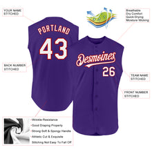 Load image into Gallery viewer, Custom Purple White-Red Authentic Sleeveless Baseball Jersey
