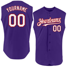 Load image into Gallery viewer, Custom Purple White-Red Authentic Sleeveless Baseball Jersey
