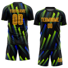 Laden Sie das Bild in den Galerie-Viewer, Custom Black Gold Sublimation Soccer Uniform Jersey
