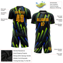 Laden Sie das Bild in den Galerie-Viewer, Custom Black Gold Sublimation Soccer Uniform Jersey
