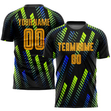 Load image into Gallery viewer, Custom Black Gold Sublimation Soccer Uniform Jersey
