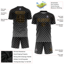 Load image into Gallery viewer, Custom Black Old Gold-White Sublimation Soccer Uniform Jersey
