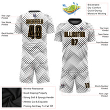 Load image into Gallery viewer, Custom White Black-Old Gold Sublimation Soccer Uniform Jersey
