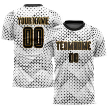 Load image into Gallery viewer, Custom White Black-Old Gold Sublimation Soccer Uniform Jersey

