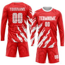Laden Sie das Bild in den Galerie-Viewer, Custom Red White Sublimation Soccer Uniform Jersey

