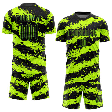 Custom Neon Green Black Sublimation Soccer Uniform Jersey