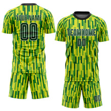 Laden Sie das Bild in den Galerie-Viewer, Custom Neon Green Green-Gold Sublimation Soccer Uniform Jersey

