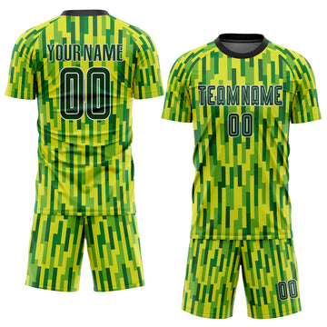 Custom Neon Green Green-Gold Sublimation Soccer Uniform Jersey