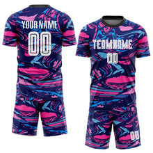 Load image into Gallery viewer, Custom Figure White-Pink Sublimation Soccer Uniform Jersey
