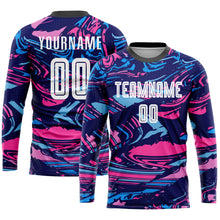 Load image into Gallery viewer, Custom Figure White-Pink Sublimation Soccer Uniform Jersey
