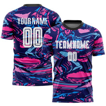 Load image into Gallery viewer, Custom Figure White-Pink Sublimation Soccer Uniform Jersey
