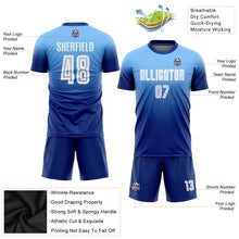 Laden Sie das Bild in den Galerie-Viewer, Custom Light Blue White-Royal Sublimation Fade Fashion Soccer Uniform Jersey
