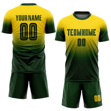 Laden Sie das Bild in den Galerie-Viewer, Custom Gold Green Sublimation Fade Fashion Soccer Uniform Jersey
