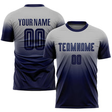 Load image into Gallery viewer, Custom Gray Navy Sublimation Fade Fashion Soccer Uniform Jersey
