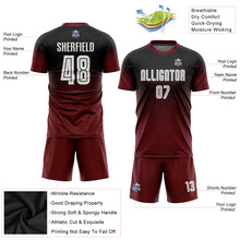 Laden Sie das Bild in den Galerie-Viewer, Custom Black White-Crimson Sublimation Fade Fashion Soccer Uniform Jersey
