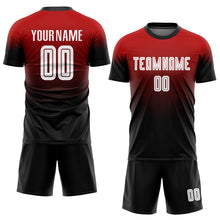 Laden Sie das Bild in den Galerie-Viewer, Custom Red White-Black Sublimation Fade Fashion Soccer Uniform Jersey
