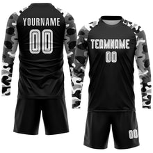 Load image into Gallery viewer, Custom Black White-Camo Sublimation Soccer Uniform Jersey
