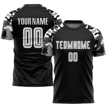Laden Sie das Bild in den Galerie-Viewer, Custom Black White-Camo Sublimation Soccer Uniform Jersey
