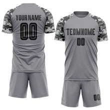 Laden Sie das Bild in den Galerie-Viewer, Custom Gray Black-Camo Sublimation Soccer Uniform Jersey
