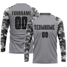 Laden Sie das Bild in den Galerie-Viewer, Custom Gray Black-Camo Sublimation Soccer Uniform Jersey
