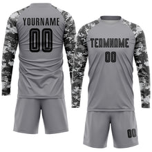 Laden Sie das Bild in den Galerie-Viewer, Custom Gray Black-Camo Sublimation Soccer Uniform Jersey
