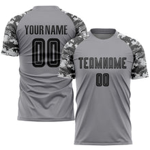 Laden Sie das Bild in den Galerie-Viewer, Custom Gray Black-Camo Sublimation Soccer Uniform Jersey
