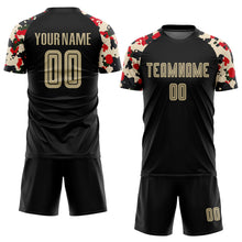 Load image into Gallery viewer, Custom Black Vegas Gold-Camo Sublimation Soccer Uniform Jersey
