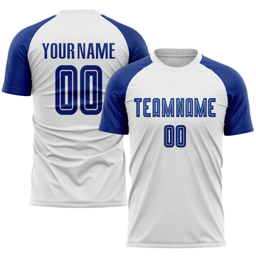 Custom White Royal Sublimation Soccer Uniform Jersey