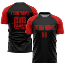 Charger l&#39;image dans la galerie, Custom Black Red Sublimation Soccer Uniform Jersey
