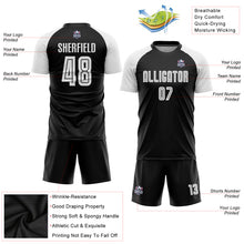 Laden Sie das Bild in den Galerie-Viewer, Custom Black White Sublimation Soccer Uniform Jersey
