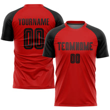 Load image into Gallery viewer, Custom Red Black Sublimation Soccer Uniform Jersey
