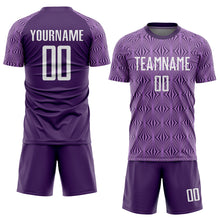 Laden Sie das Bild in den Galerie-Viewer, Custom Purple White Sublimation Soccer Uniform Jersey
