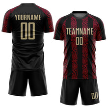 Laden Sie das Bild in den Galerie-Viewer, Custom Black Vegas Gold-Red Sublimation Soccer Uniform Jersey
