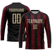 Load image into Gallery viewer, Custom Black Vegas Gold-Red Sublimation Soccer Uniform Jersey
