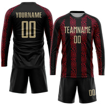 Load image into Gallery viewer, Custom Black Vegas Gold-Red Sublimation Soccer Uniform Jersey
