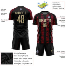 Laden Sie das Bild in den Galerie-Viewer, Custom Black Vegas Gold-Red Sublimation Soccer Uniform Jersey
