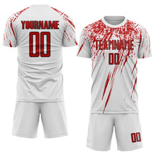 Laden Sie das Bild in den Galerie-Viewer, Custom White Red-Black Sublimation Soccer Uniform Jersey
