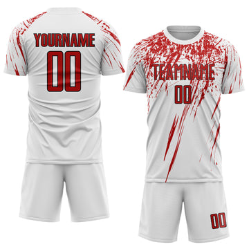 Custom White Red-Black Sublimation Soccer Uniform Jersey