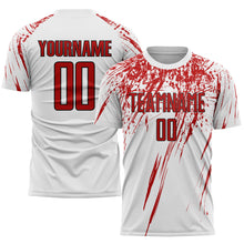 Load image into Gallery viewer, Custom White Red-Black Sublimation Soccer Uniform Jersey
