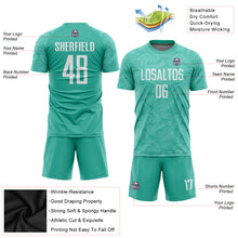 Load image into Gallery viewer, Custom Aqua White Sublimation Soccer Uniform Jersey

