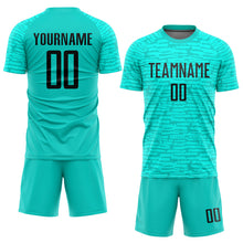 Laden Sie das Bild in den Galerie-Viewer, Custom Aqua Black Sublimation Soccer Uniform Jersey
