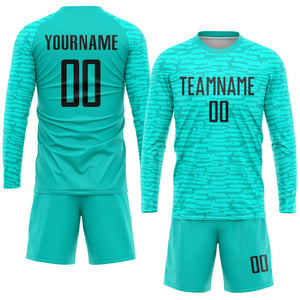 Custom Aqua Black Sublimation Soccer Uniform Jersey