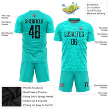 Laden Sie das Bild in den Galerie-Viewer, Custom Aqua Black Sublimation Soccer Uniform Jersey
