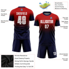 Laden Sie das Bild in den Galerie-Viewer, Custom Red White-Navy Sublimation Fade Fashion Soccer Uniform Jersey
