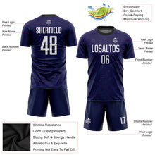 Laden Sie das Bild in den Galerie-Viewer, Custom Purple White-Black Sublimation Soccer Uniform Jersey
