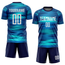 Загрузить изображение в средство просмотра галереи, Custom Light Blue White-US Navy Blue Sublimation Soccer Uniform Jersey
