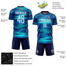 Загрузить изображение в средство просмотра галереи, Custom Light Blue White-US Navy Blue Sublimation Soccer Uniform Jersey
