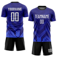 Laden Sie das Bild in den Galerie-Viewer, Custom Purple White Royal-Navy Sublimation Soccer Uniform Jersey
